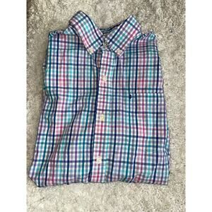 Izod men’s sz. M blue Checkered short sleeved button up. Great shape